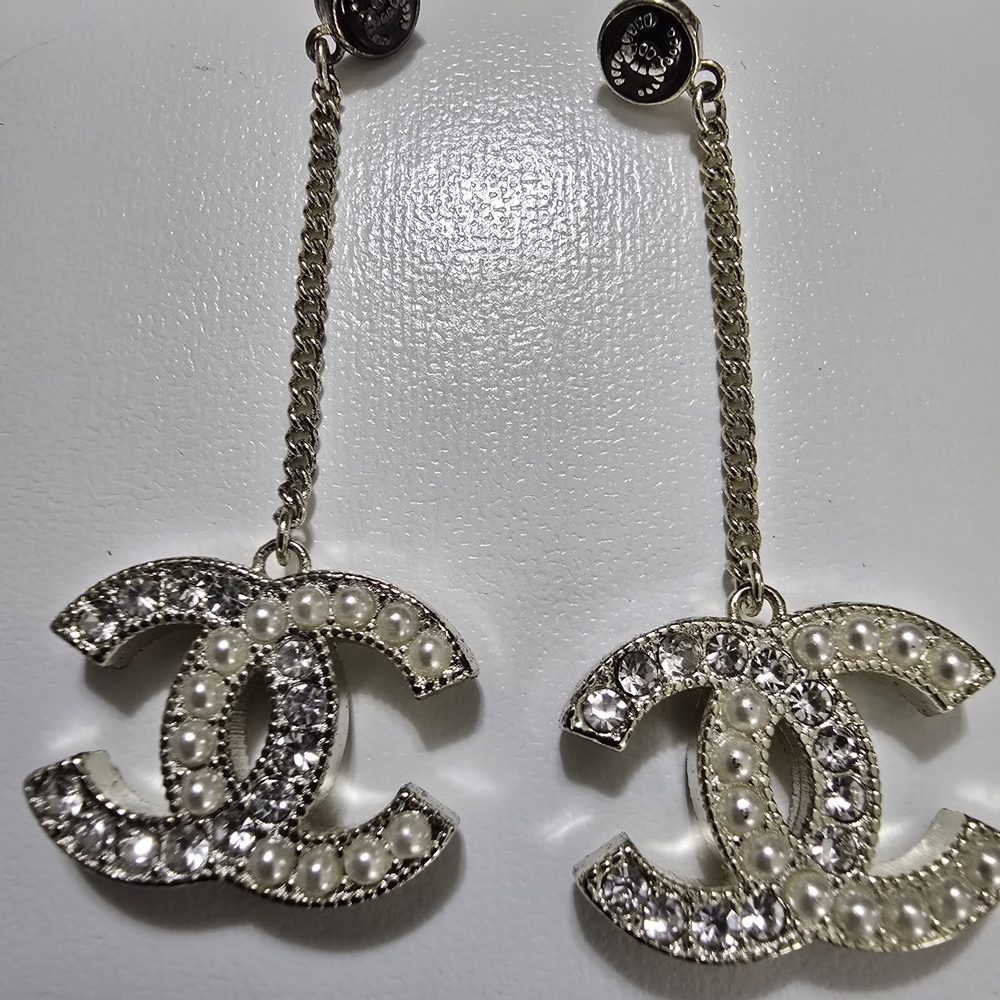 Chanel Gold and Silver Dangle Earrings